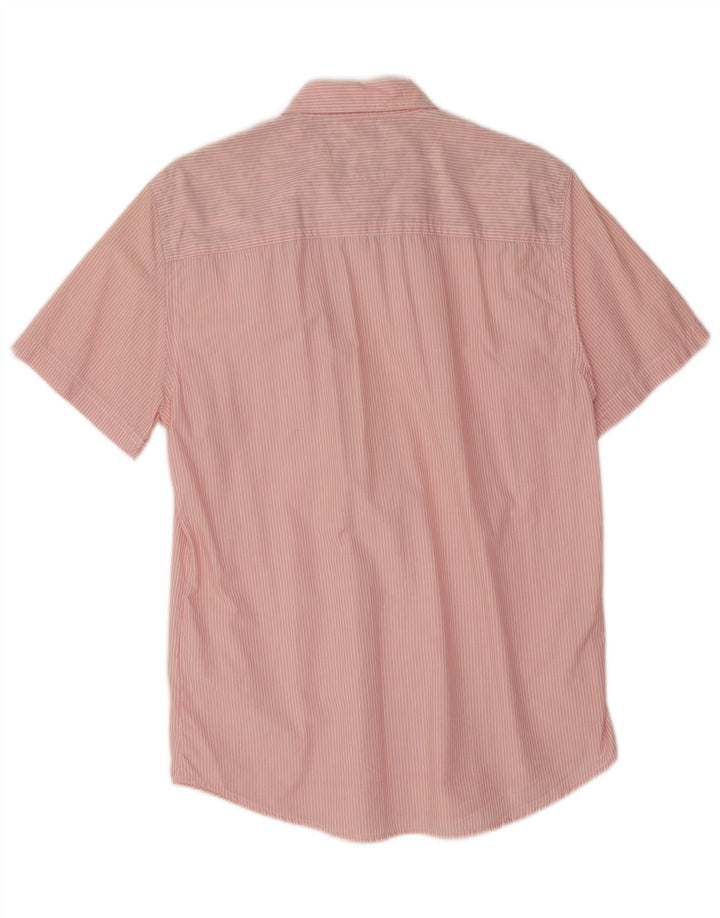 Camicia Guess da uomo a maniche corte in cotone a righe grandi rosa