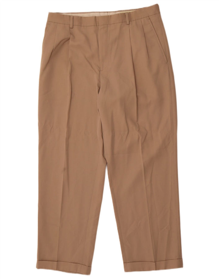 Pantaloni chino da uomo con pegging Eddie Bauer W36 L30 poliestere beige