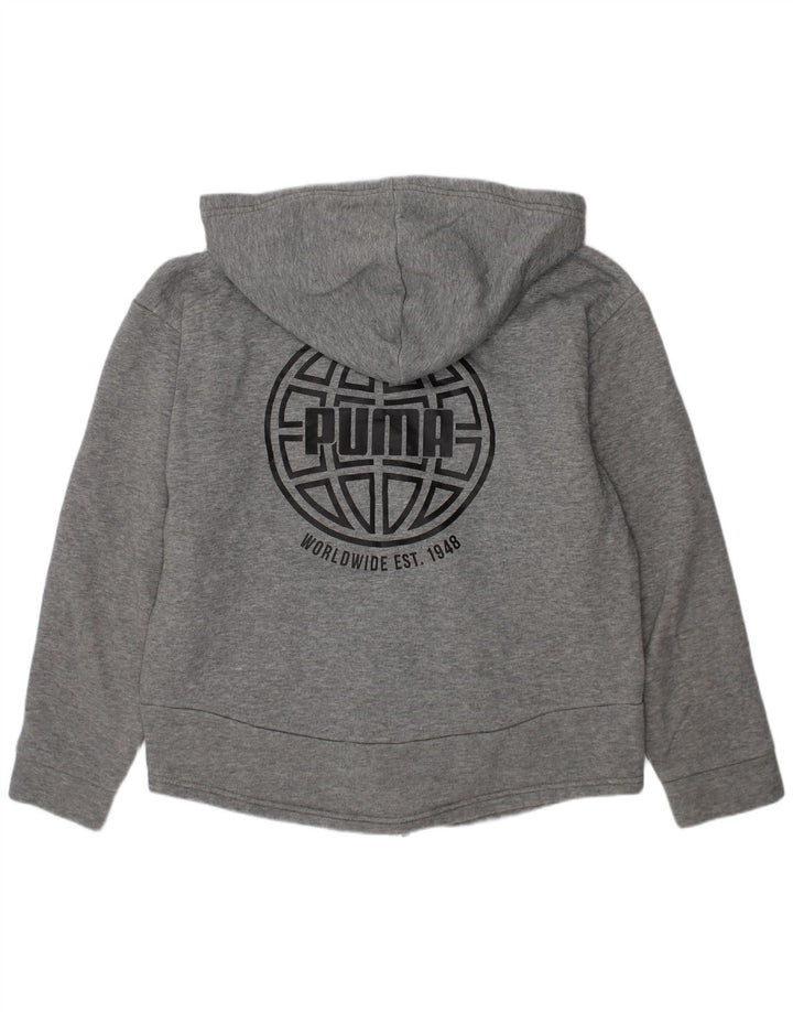 Felpa con cappuccio con zip grafica PUMA per ragazze 11-12 anni in cotone grigio