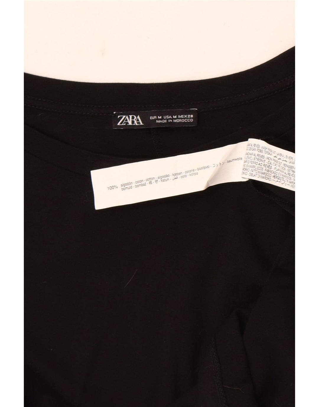 Camicetta a maniche lunghe da donna Zara UK 14 cotone nero medio