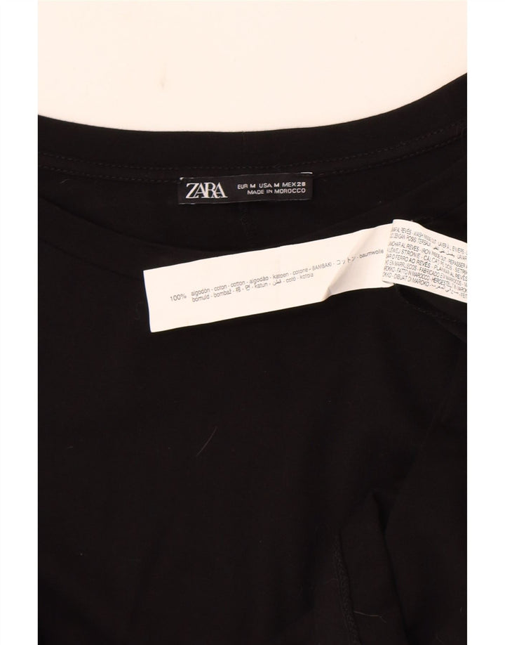 Camicetta a maniche lunghe da donna Zara UK 14 cotone nero medio