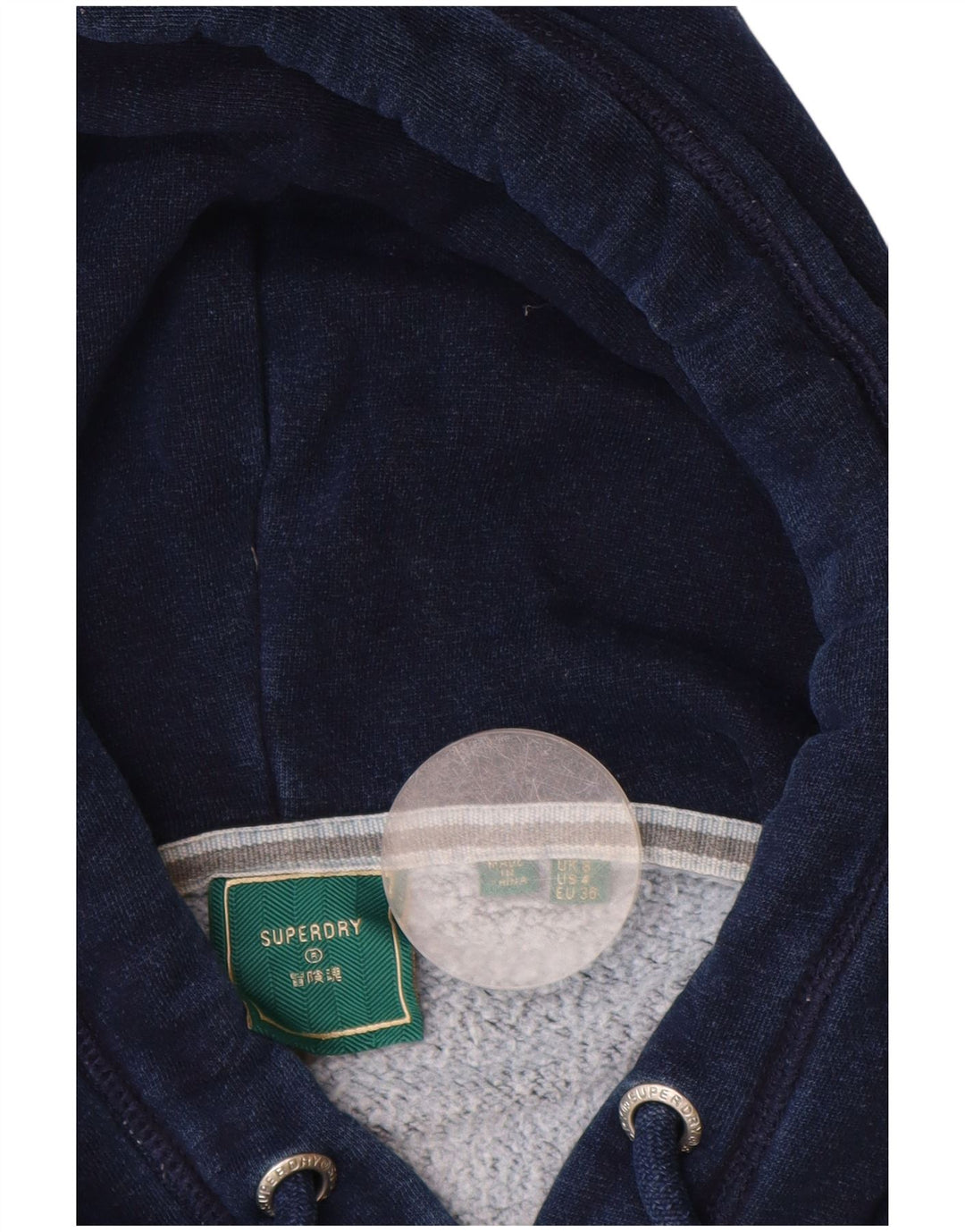 Felpa con cappuccio da donna SUPERDRY UK 8 Small in cotone blu navy