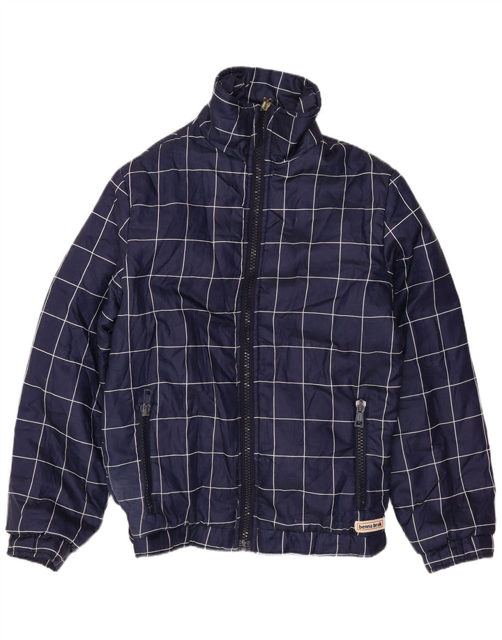 Giubbotto bomber da donna VINTAGE UK 14 grande check blu navy