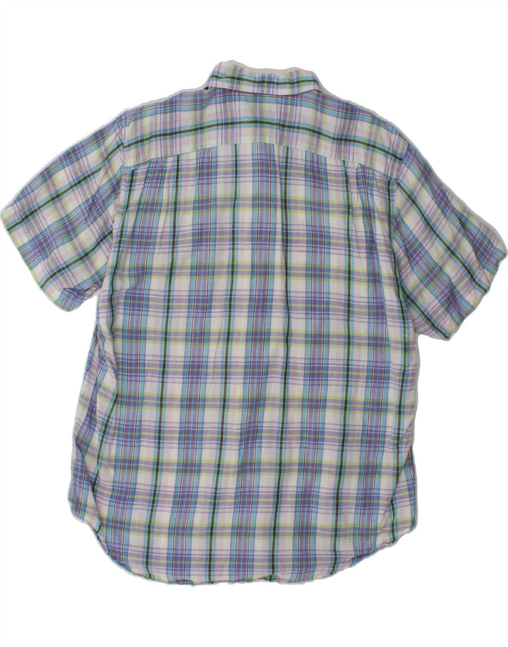 NAUTICA Mens Short Sleeve Shirt Large Purple Check Linen Vintage Nautica and Second-Hand Nautica from Messina Hembry 