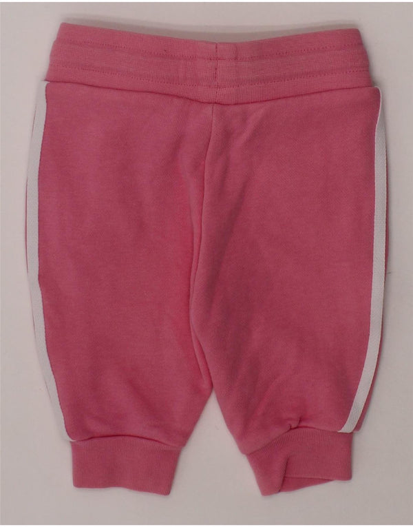 ADIDAS Baby Girls Joggers Tracksuit Trousers 3-6 Months Pink Cotton