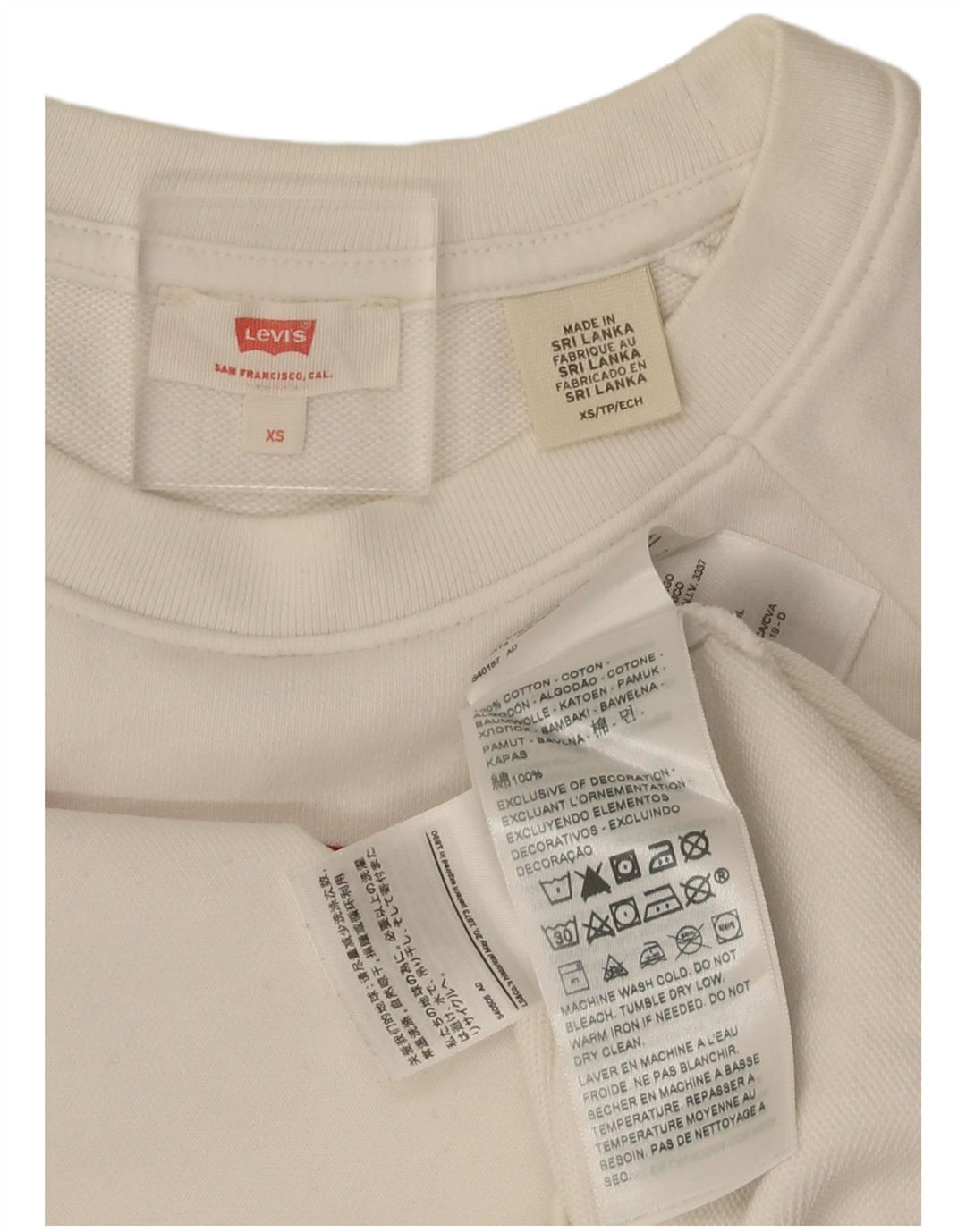 Felpa oversize con grafica da donna Levi's UK 6 XS cotone bianco