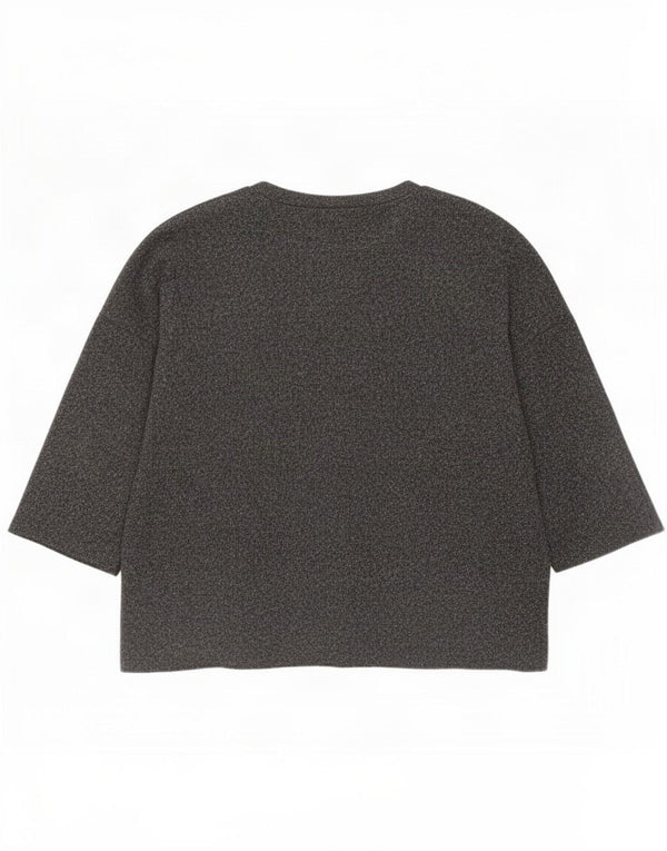 Top Zara da donna manica 3/4 UK 16 grande grigio poliestere