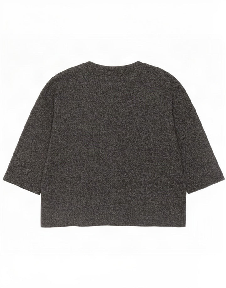 Top Zara da donna manica 3/4 UK 16 grande grigio poliestere