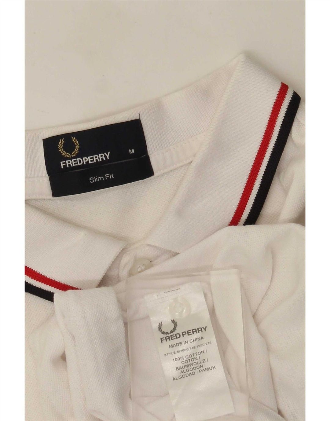 Polo da uomo slim fit Fred Perry in cotone bianco medio