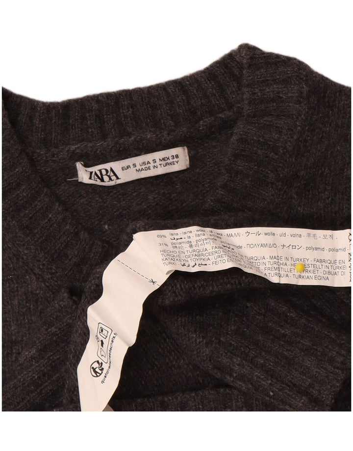 Maglione girocollo da uomo Zara piccolo in lana grigia