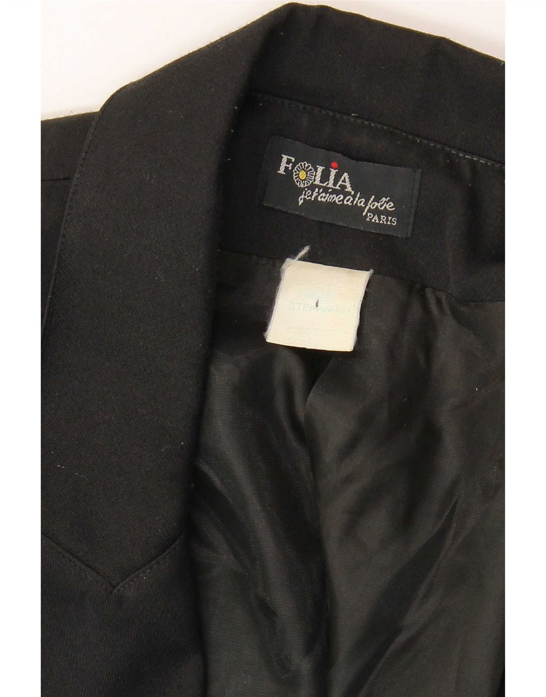 Giacca blazer doppiopetto vintage da donna UK 12 Medium Black Paisley