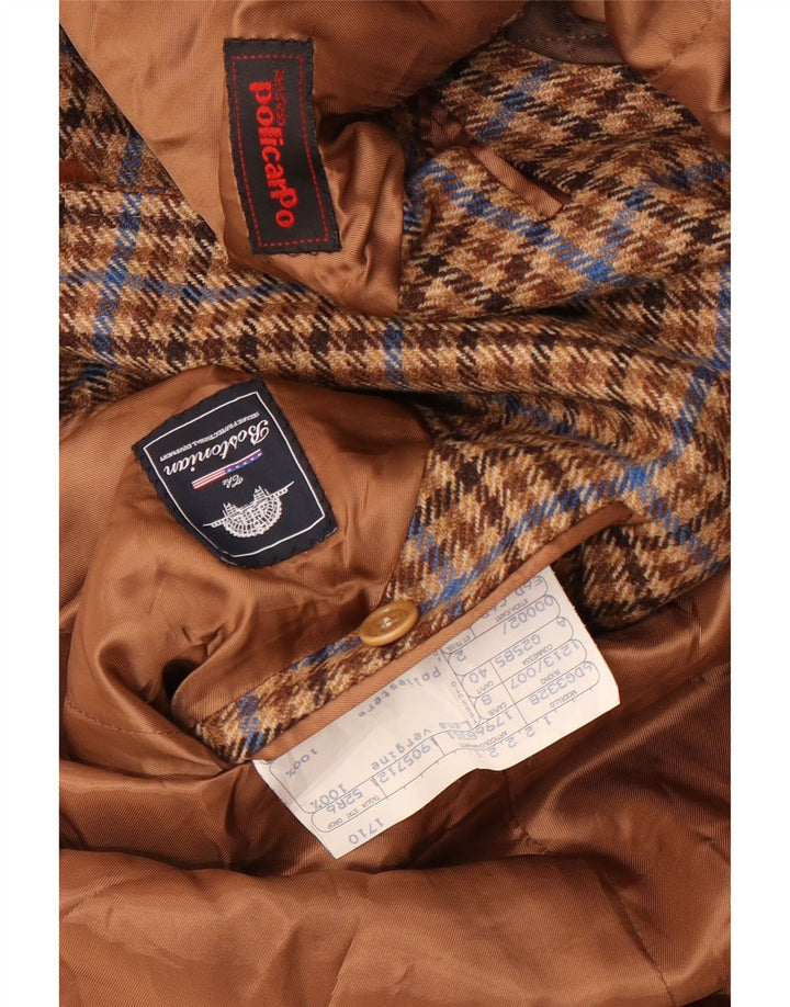 Giacca blazer da uomo a 3 bottoni Bostonian IT 52 XL lana pied de poule marrone