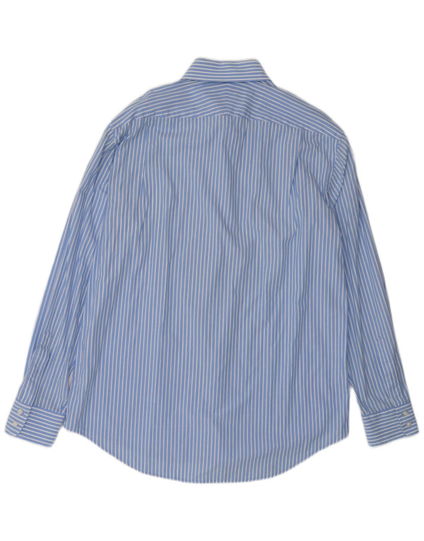 JAEGER Mens Shirt Size 16 Large Blue Striped Cotton