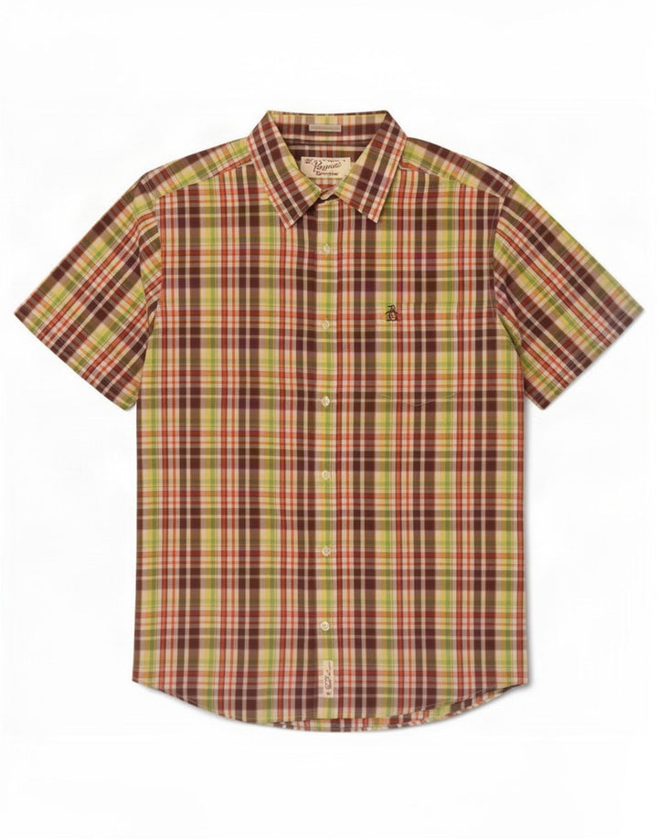 Penguin Heritage Camicia da uomo a maniche corte slim fit a quadri grandi multicolori