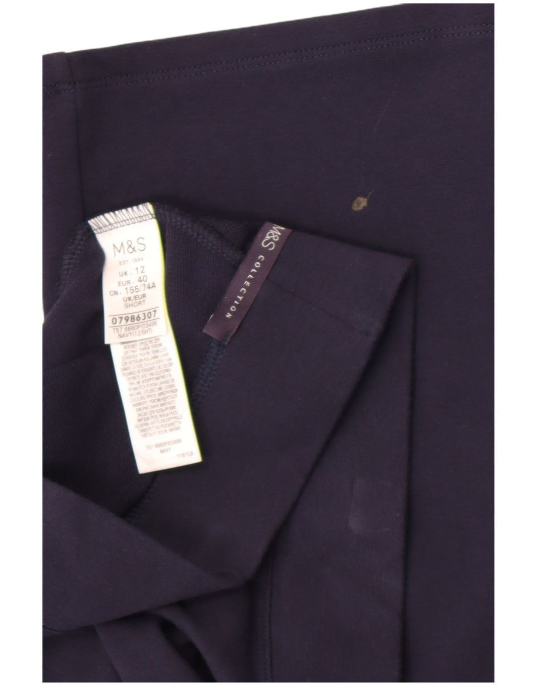 Pantaloni da tuta da donna Marks & Spencer UK 12 cotone blu navy medio