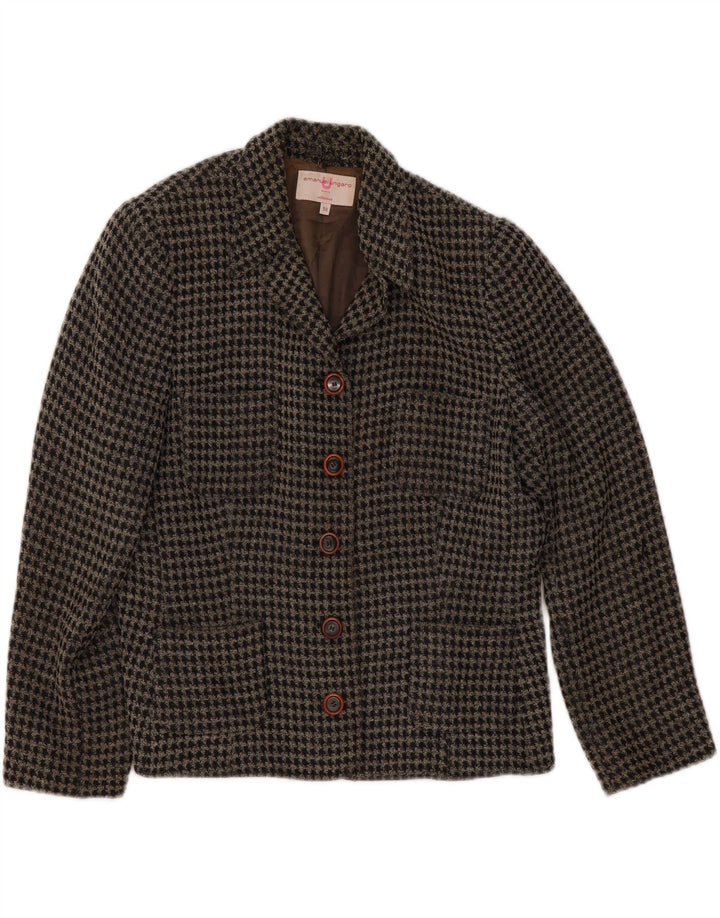 Giacca Blazer 5 Bottoni Donna Emanuel Ungaro IT 50 XL Pied De Poule Nera