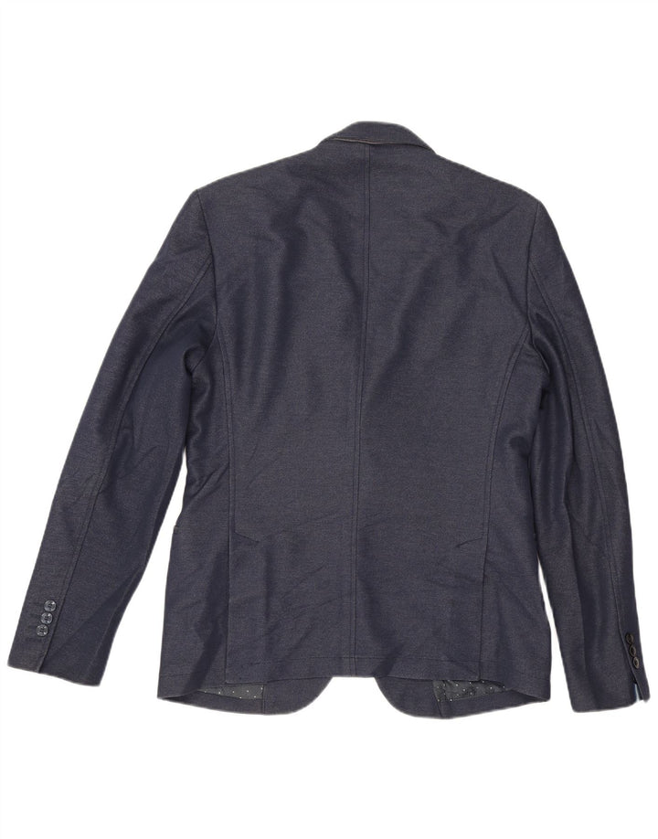 Giacca blazer da uomo a 2 bottoni Zara EU 52 grande poliestere blu navy