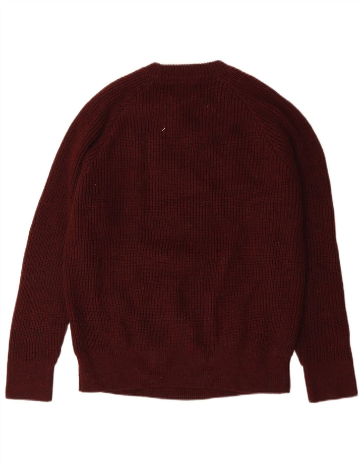 Maglione girocollo da uomo Zara in lana bordeaux medio