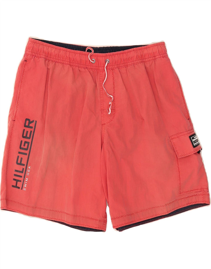 TOMMY HILFIGER Mens Graphic Swimming Shorts Medium  Red Cotton Vintage Tommy Hilfiger and Second-Hand Tommy Hilfiger from Messina Hembry 