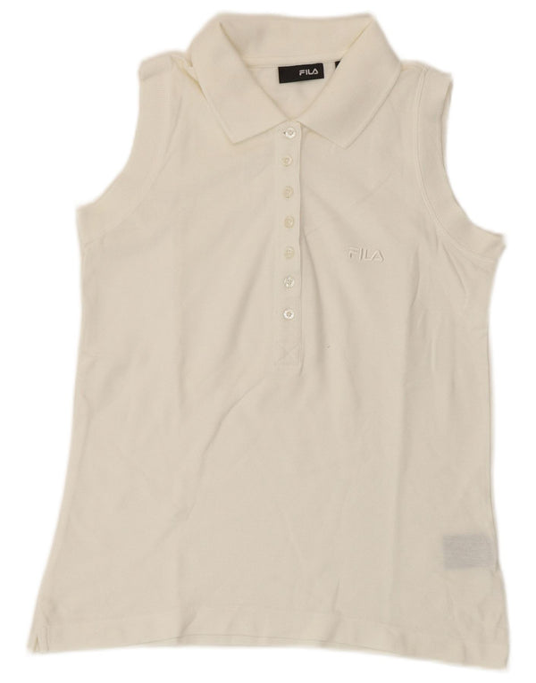 Polo senza maniche da donna Fila UK 12 cotone bianco medio