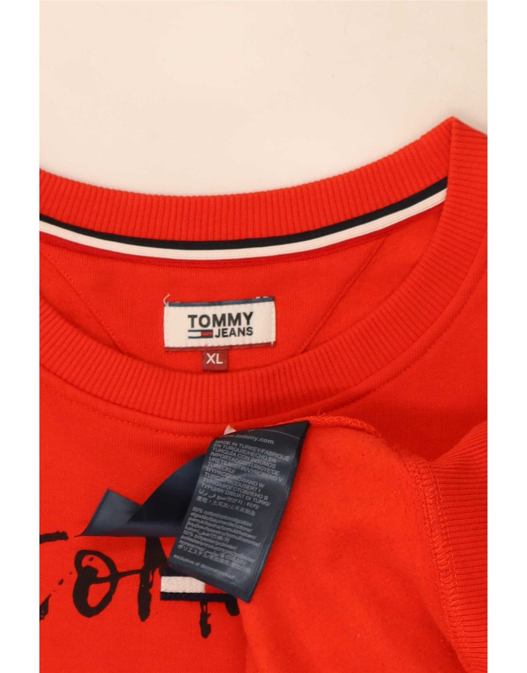 Tommy Hilfiger Uomo Felpa grafica Maglione XL Rosso Cotone