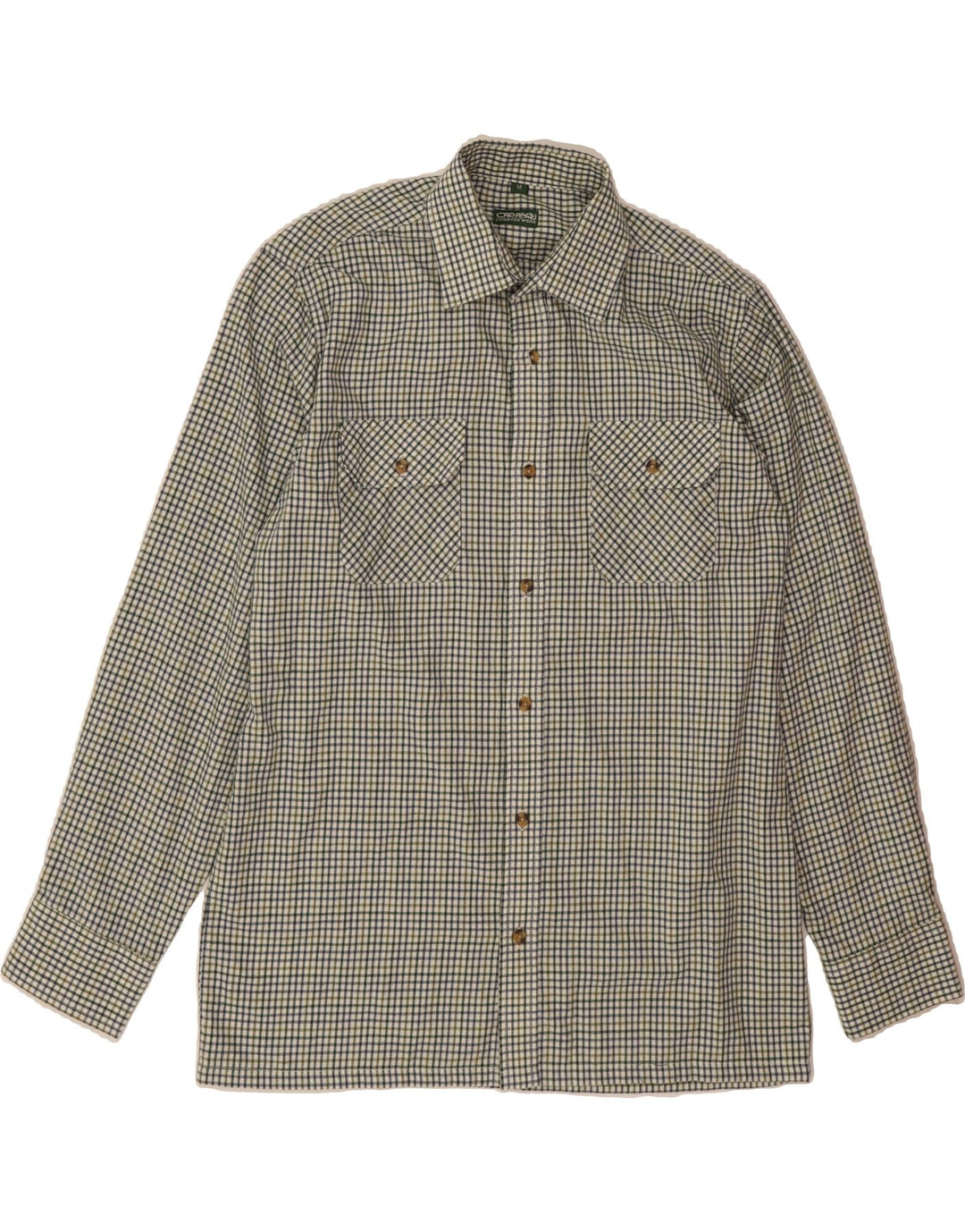 VINTAGE Mens Flannel Shirt Medium Green Check Polyester Vintage Vintage and Second-Hand Vintage from Messina Hembry 