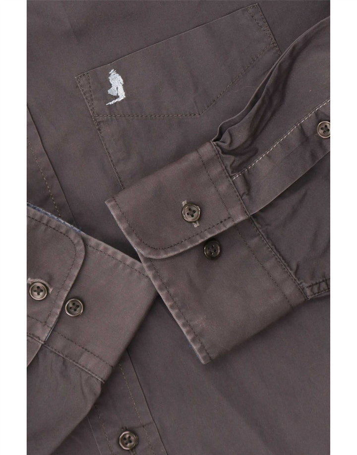 Camicia da uomo Regular Fit Marlboro Classics Large in cotone grigio