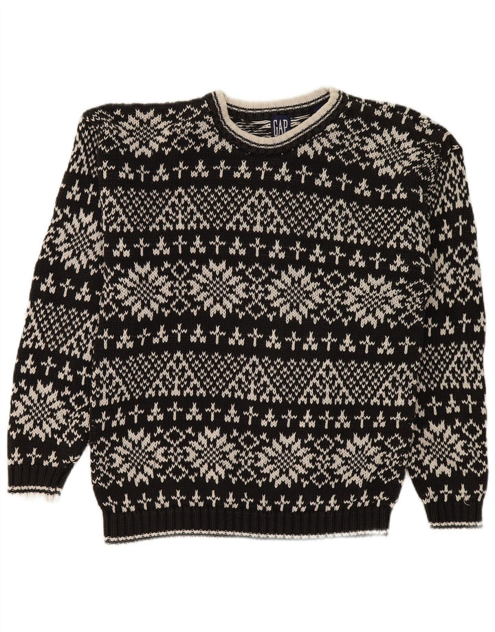 Maglione maglione girocollo da uomo Gap piccolo cotone Fair Isle nero