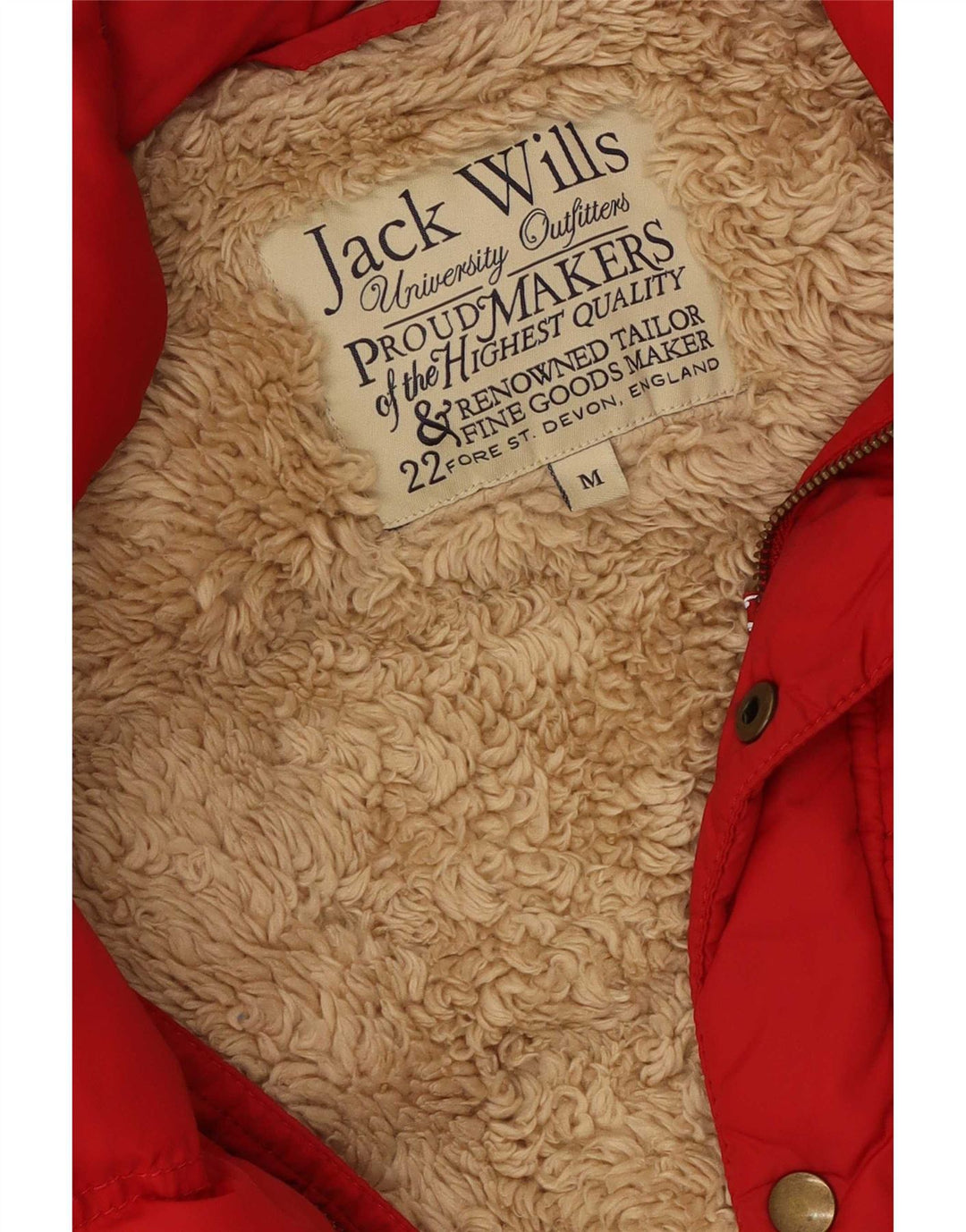 Jack Wills Gilet imbottito in sherpa da uomo UK 36 Medio Rosso Poliestere