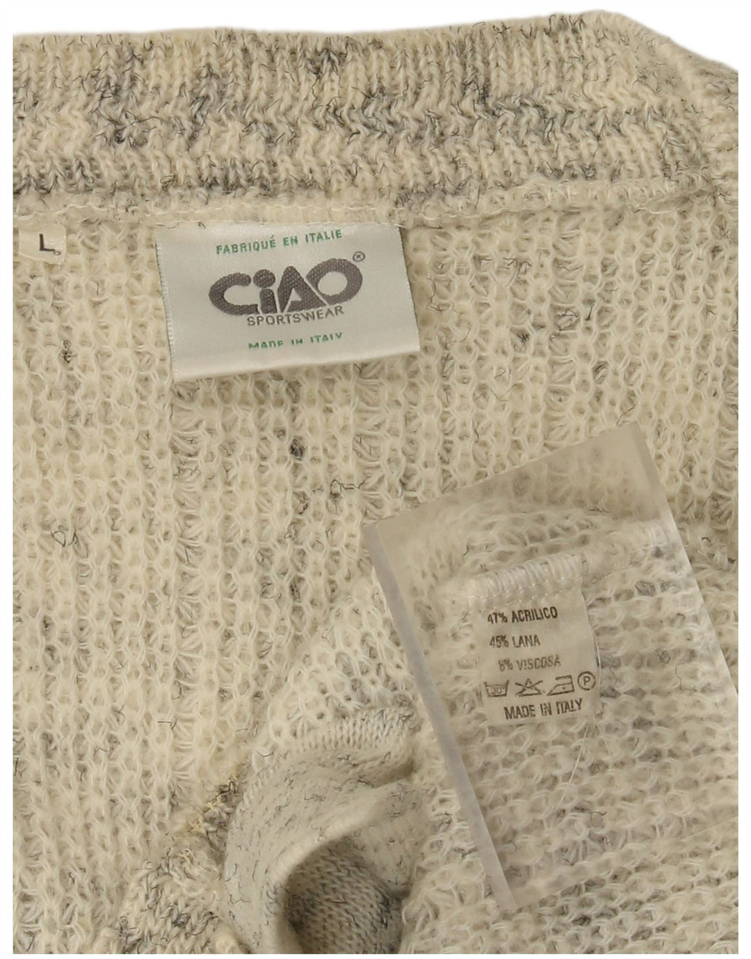 Maglione cardigan da uomo Cido, acrilico chiazzato beige grande