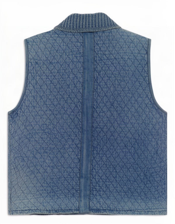 Gilet in denim trapuntato da donna Blue Willi's UK 14 cotone medio