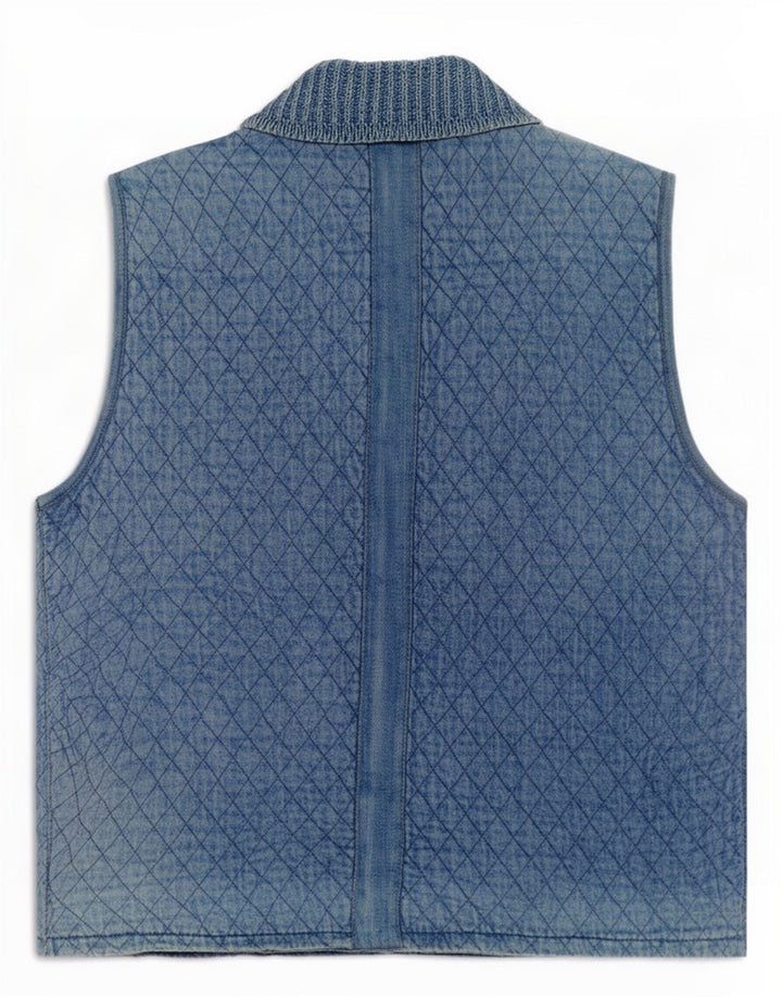 Gilet in denim trapuntato da donna Blue Willi's UK 14 cotone medio