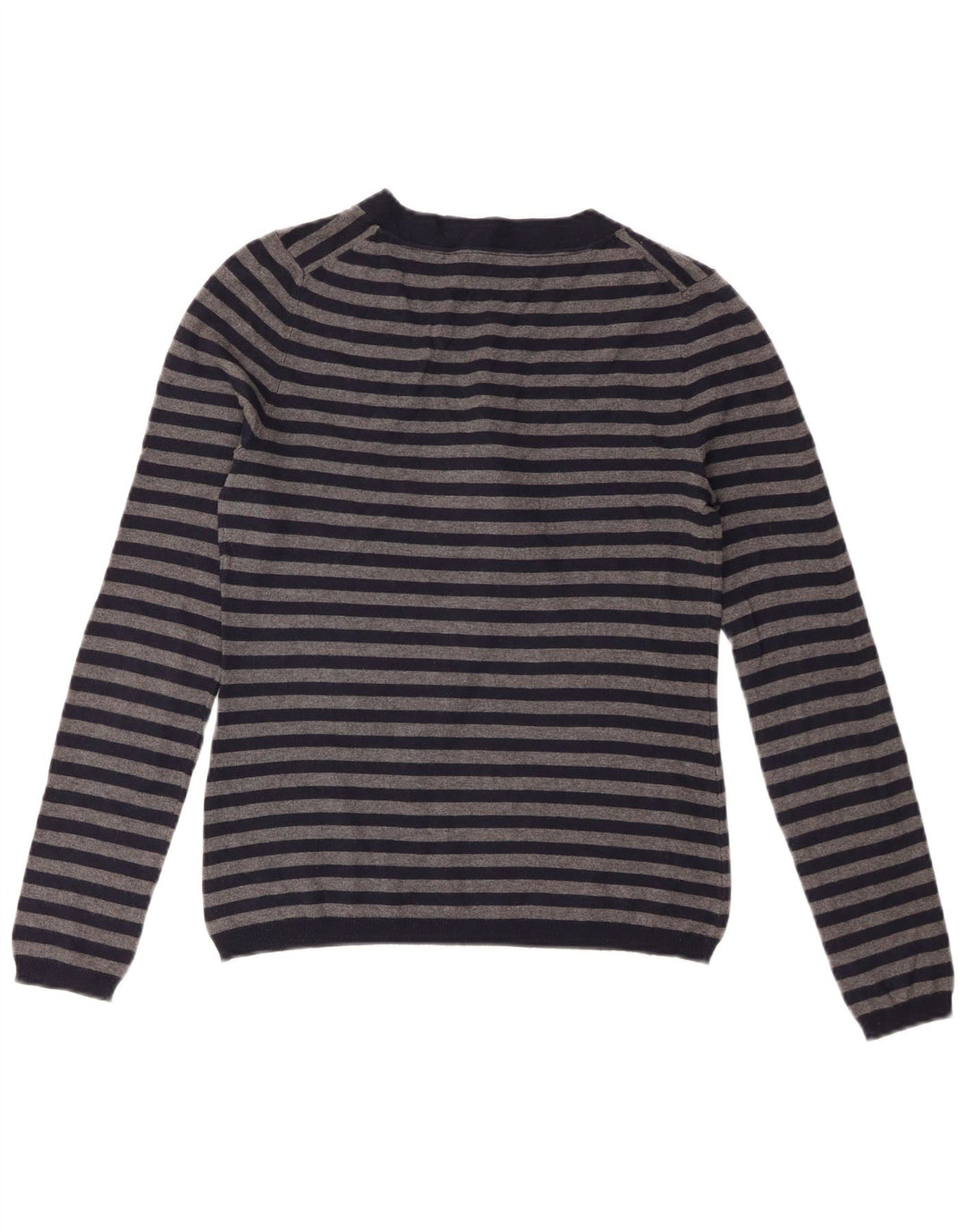 Maglione maglione da donna con scollo a V Massimo Dutti UK 8 piccolo a righe blu navy