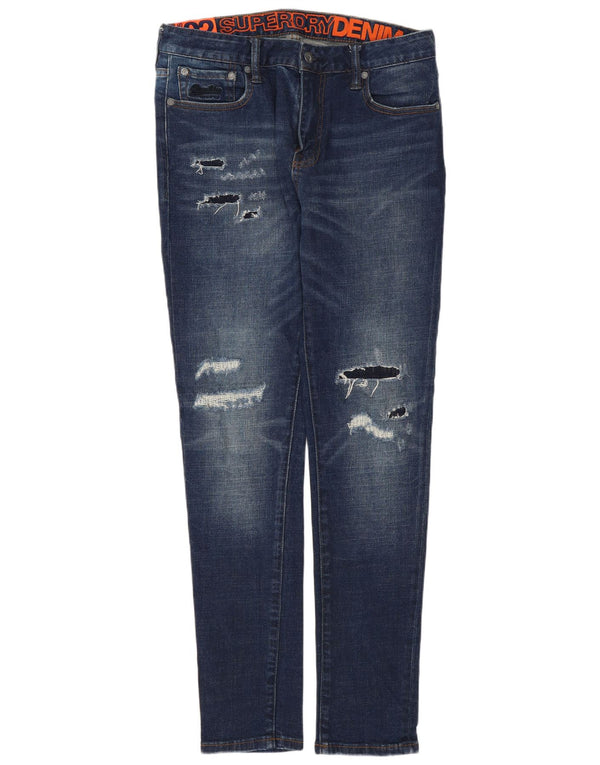 Jeans slim da uomo invecchiati SUPERDRY W32 L29 cotone blu