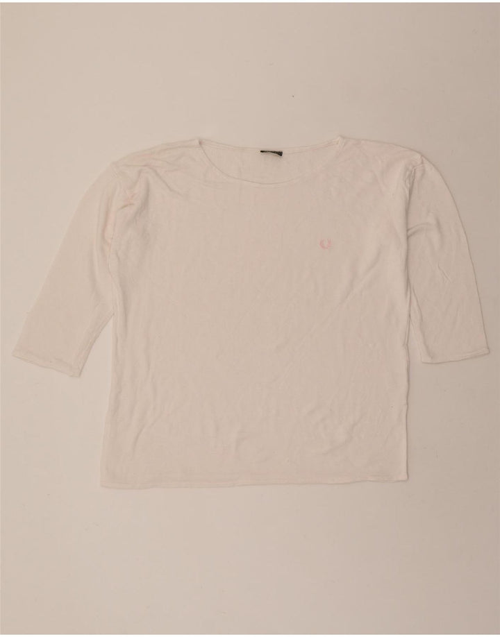 FRED PERRY Womens Top 3/4 Sleeve UK 22 2XL White Viscose Vintage Fred Perry and Second-Hand Fred Perry from Messina Hembry 