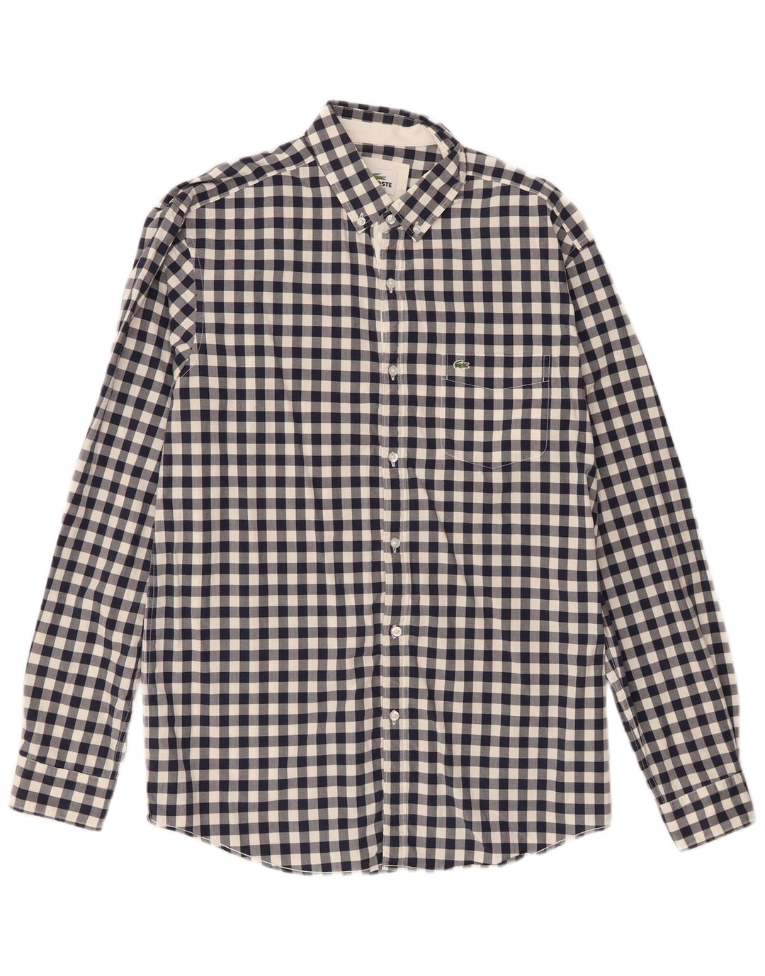 Camicia Lacoste da uomo vestibilità regolare taglia 40 media cotone a quadretti blu navy