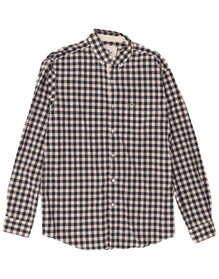 Camicia Lacoste da uomo vestibilità regolare taglia 40 media cotone a quadretti blu navy