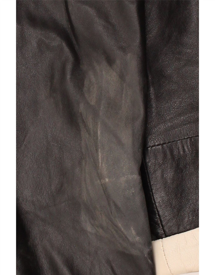 VINTAGE Womens Leather Jacket UK 16 Large Black