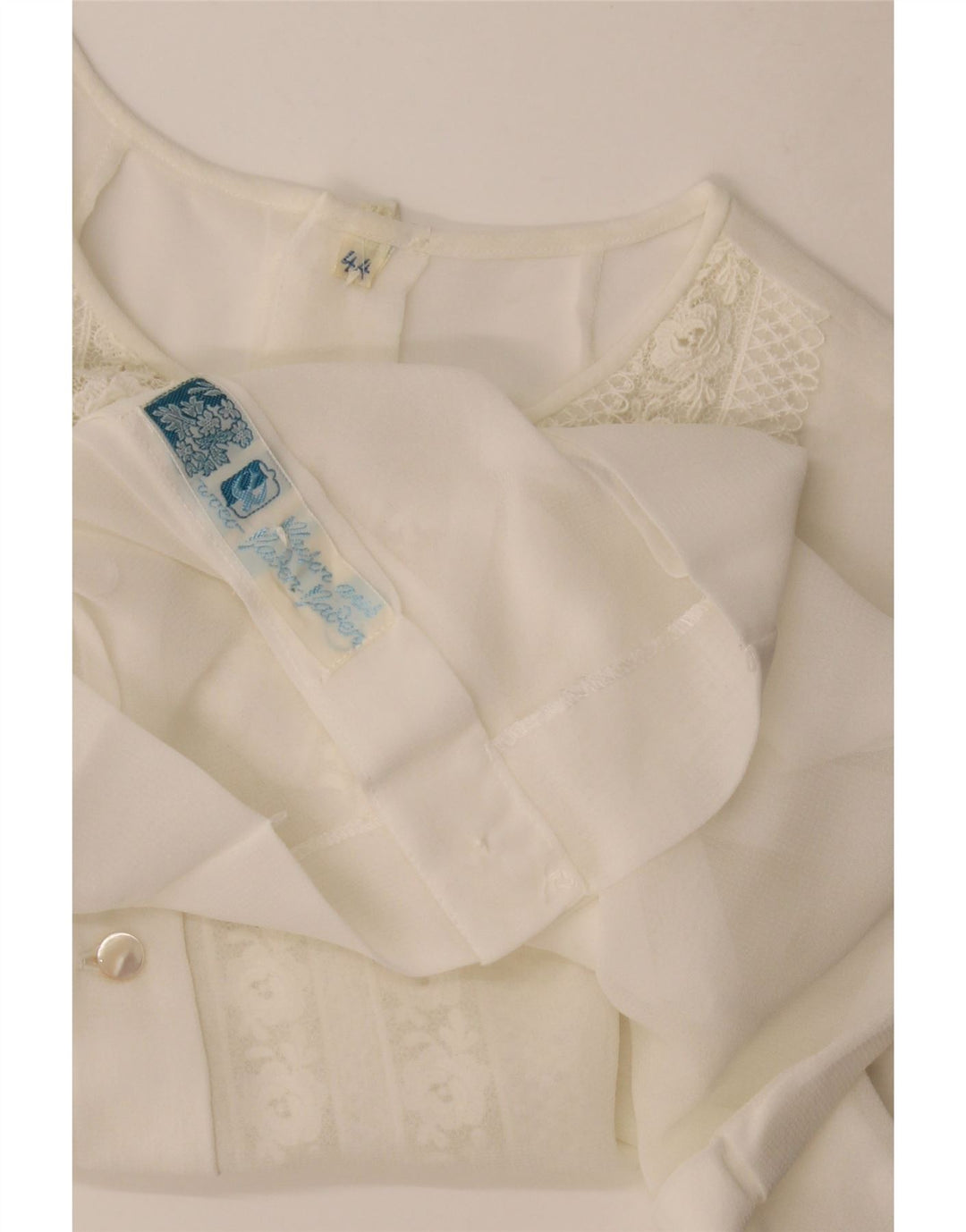 Top camicetta trasparente senza maniche vintage da donna IT 44 bianco medio