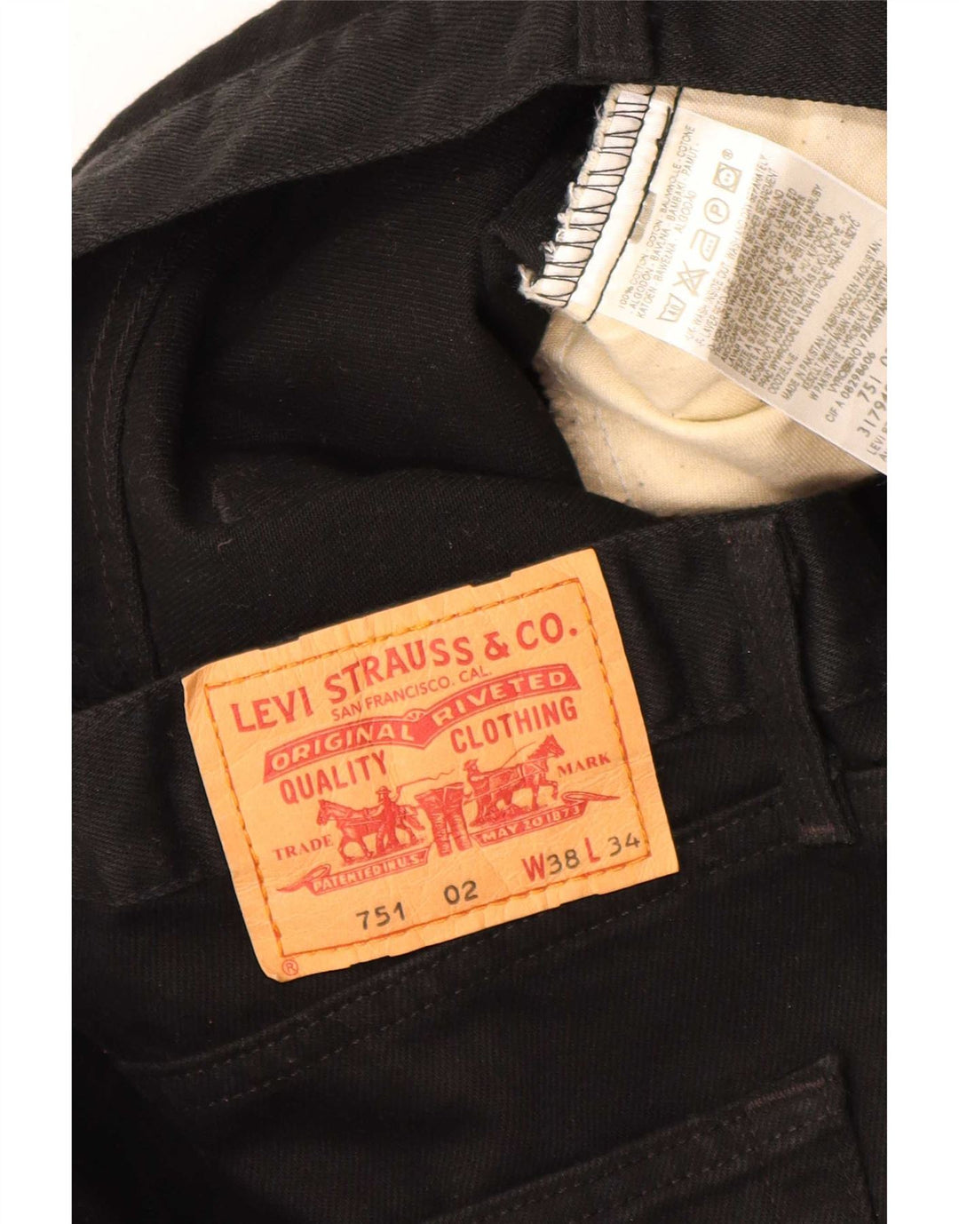 Levi's Uomo 751 Jeans dritti W38 L34 Cotone Nero