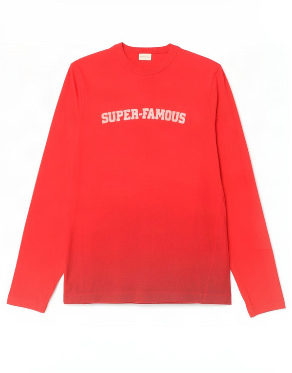 Calvin Klein Jeans Top grafico da uomo a maniche lunghe in cotone rosso medio