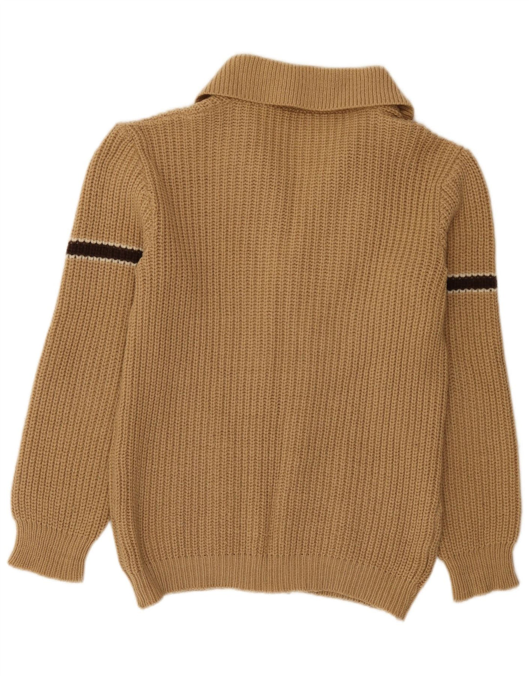Maglione cardigan da uomo vintage piccolo color block beige