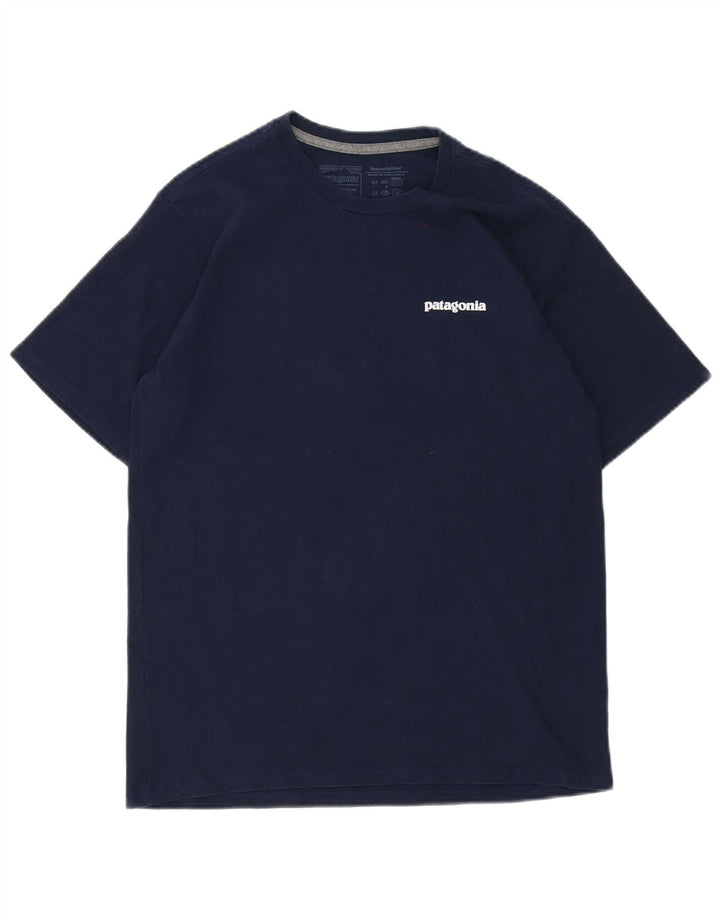 Patagonia T-shirt grafica da uomo con vestibilità regolare, top piccolo in poliestere blu navy