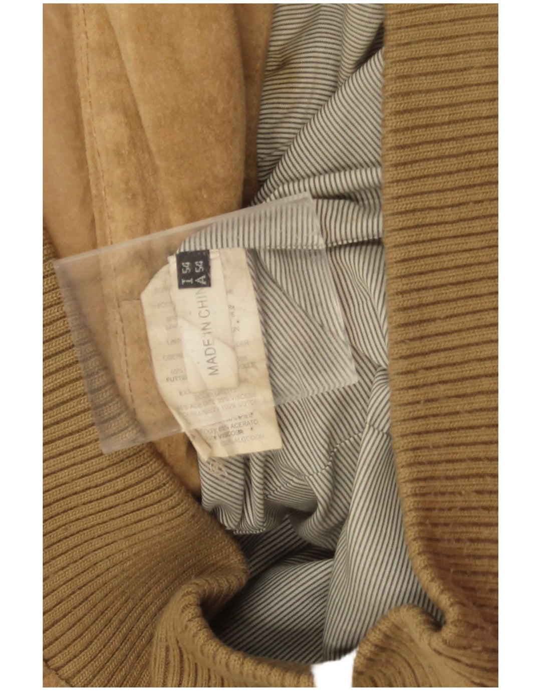 Giubbotto bomber vintage in pelle scamosciata da uomo IT 54 2XL in pelle beige