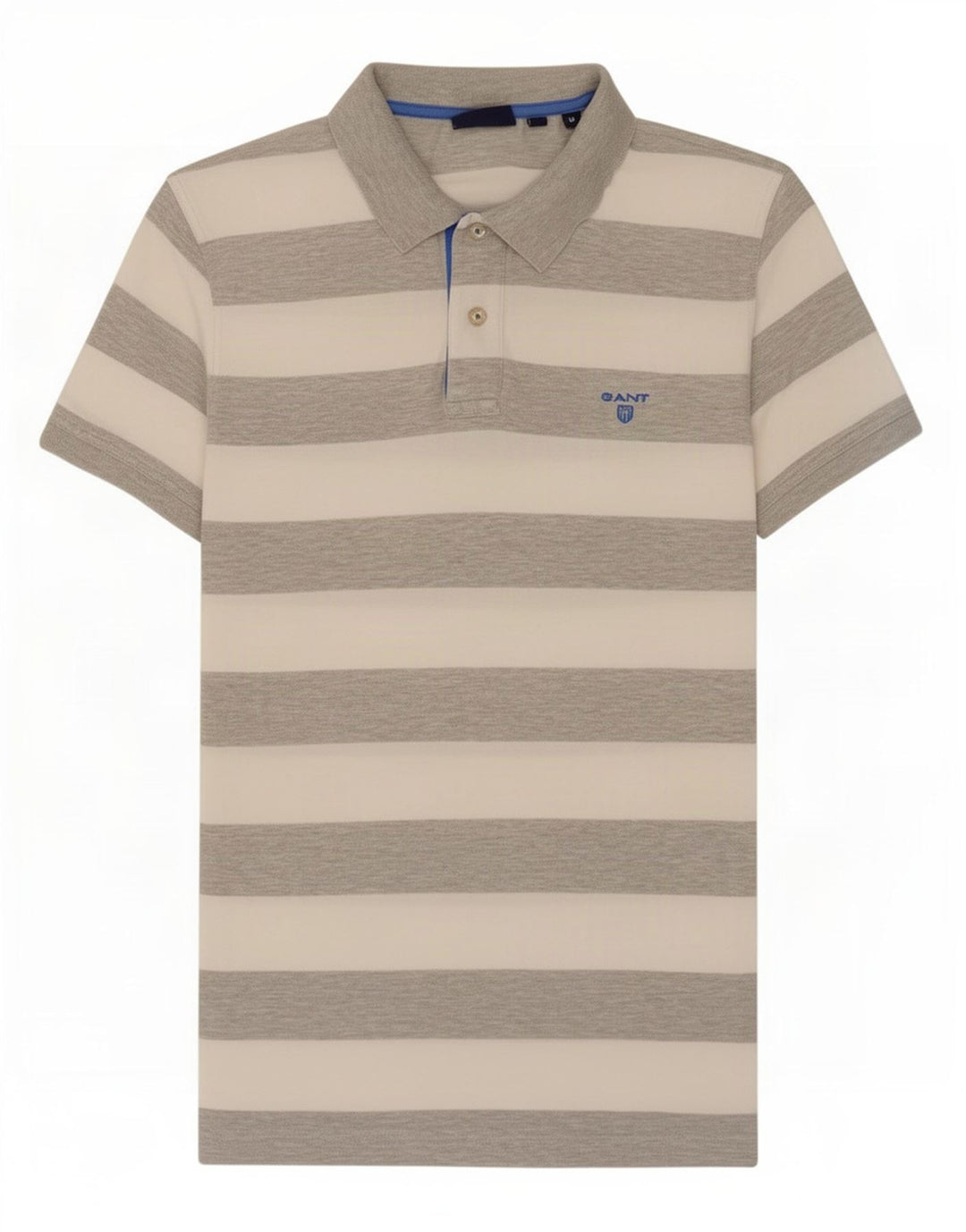 Polo da uomo Gant in cotone a righe grigio medio