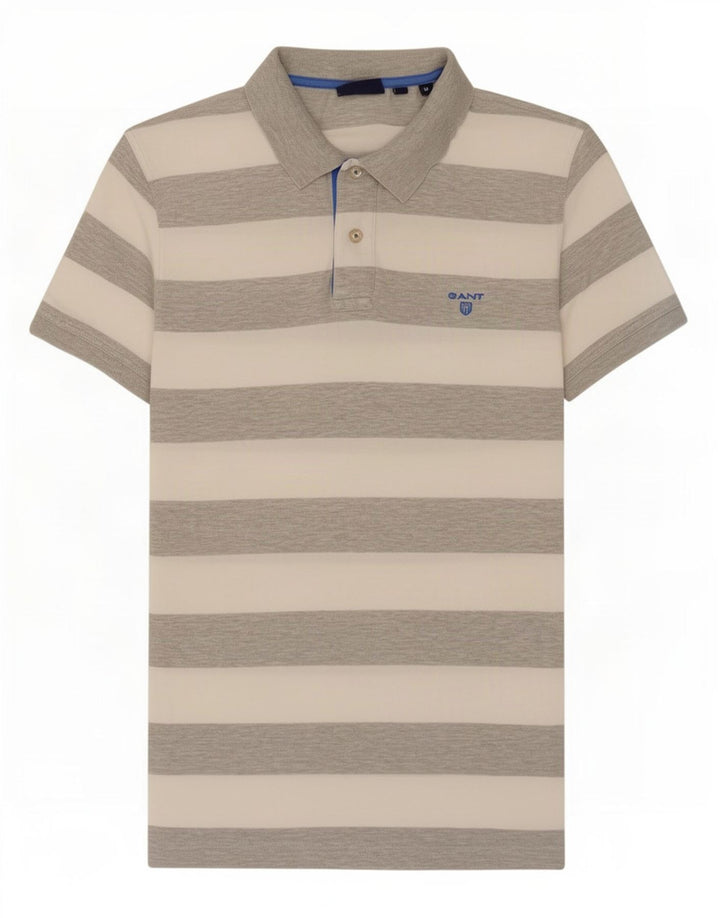 Polo da uomo Gant in cotone a righe grigio medio