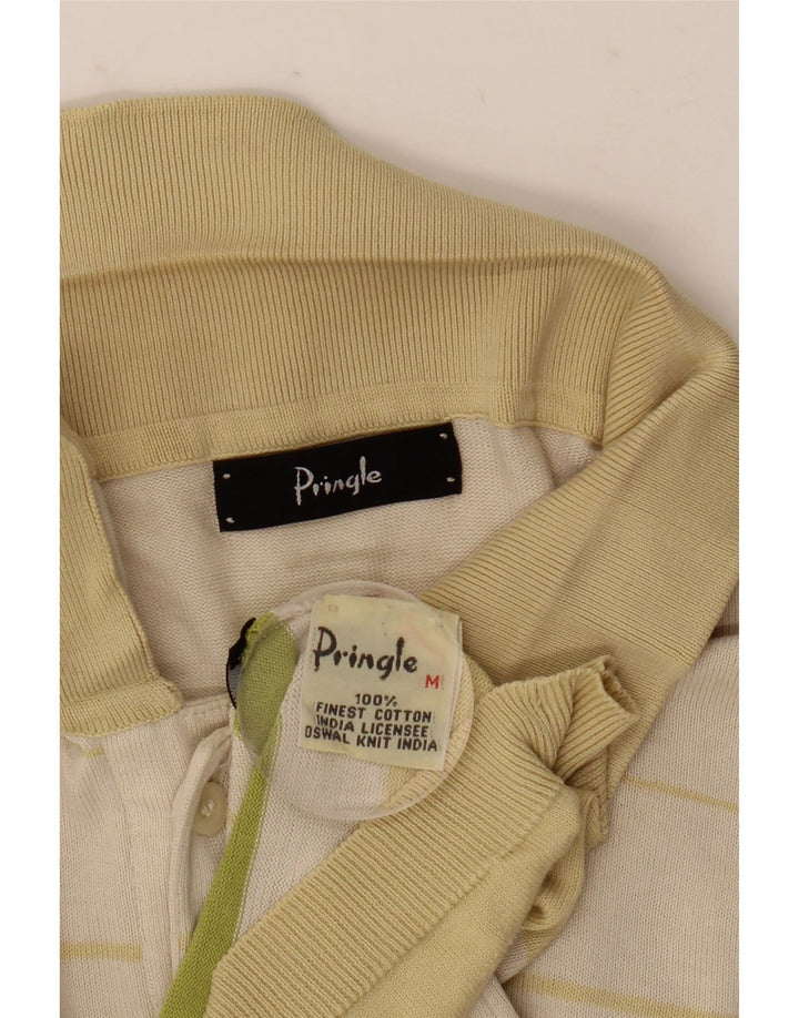 Polo da uomo Pringle in cotone a righe beige medio