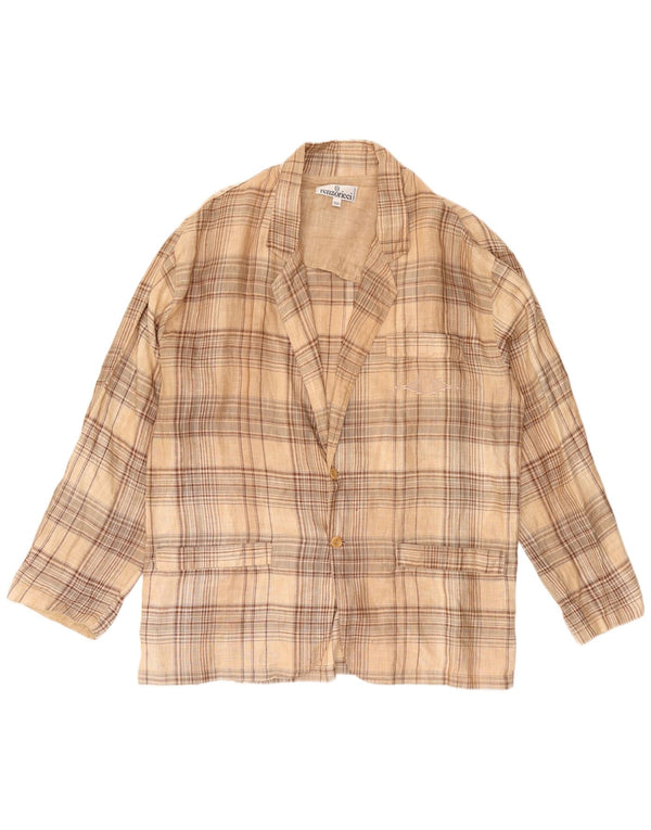 Giacca blazer vintage da uomo a 3 bottoni IT 52 XL a quadri beige