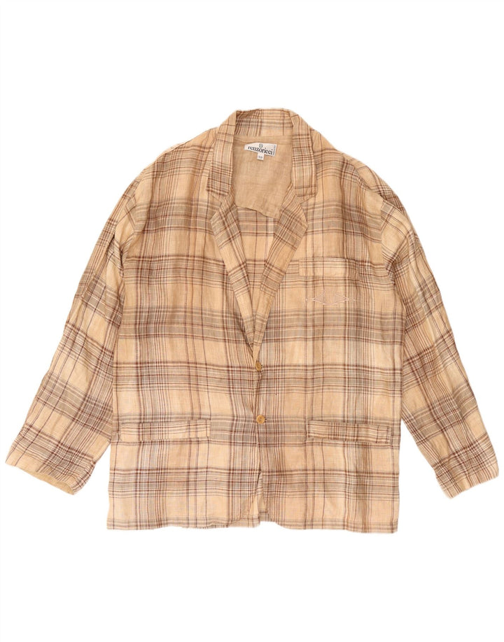 Giacca blazer vintage da uomo a 3 bottoni IT 52 XL a quadri beige