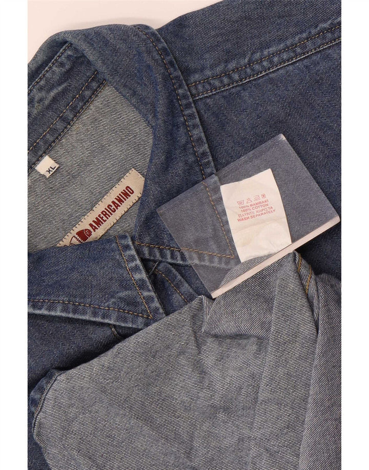 Camicia Jeans Uomo Americanino XL Blu Cotone